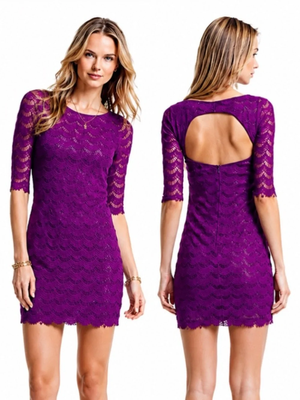 Free People Holly Lace Fuchsia Purple Mini Sheath Dress XS